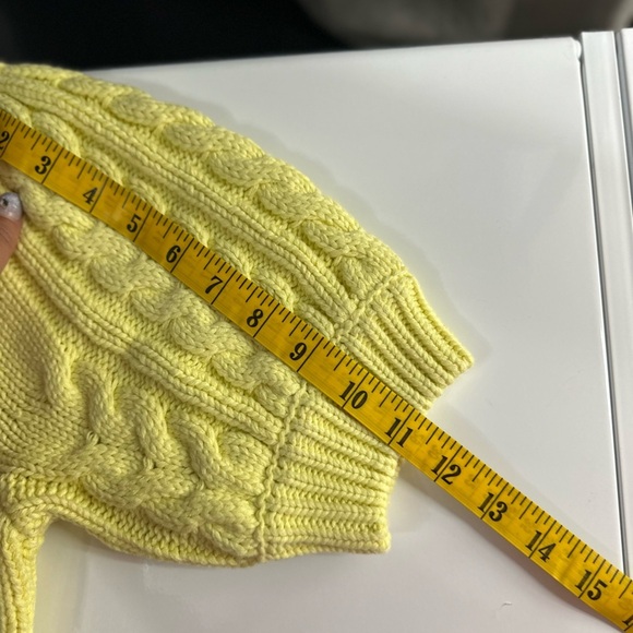 NEW English Factory Cable Knit Puff Sleeve Sweater Top in Lemon Sz S - Picture 8 of 9